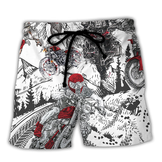 Motorcycle Life Is Good Happy Ride Beach Shorts For Vehicle Lover Vacation Wear