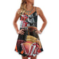 Accordion Gentleman Music Quote V-Neck Sleeveless Cami Dress For Festivals Travel And Relaxed Casual Summer Wear