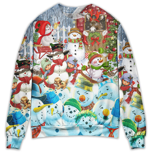 Snowman Happy Farm Holiday Christmas Sweater For Winter Celebrations Family Events And Relaxed Seasonal Styling