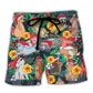 Christmas Dog Santa Beach Shorts Artwork Detail For Casual Warm Weather Outfits