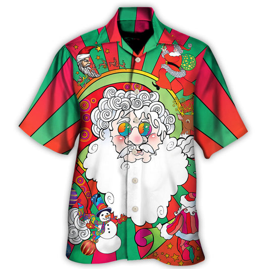 Fantasy Christmas Hippie Santa Hawaiian Shirt Pattern Detail For Tropical Vacations