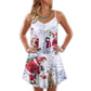Santa Snowman Animal Joy V-Neck Sleeveless Cami Dress For Holiday Parties And Relaxed Vacation Wear