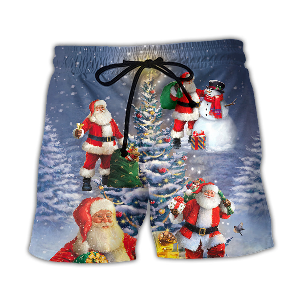 Christmas Santa In With Light Tree Beach Shorts Design Detail For Coastal Escapes And Daily Wear