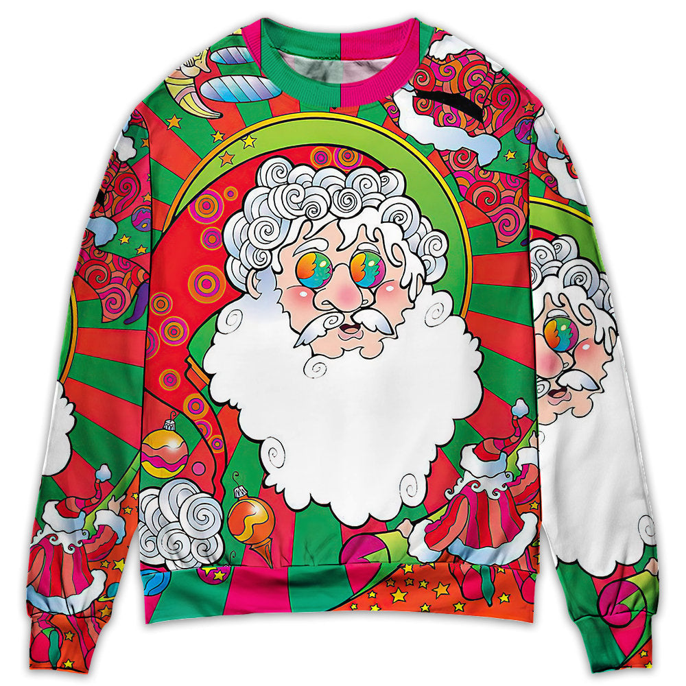 Christmas Colorful Santa Hippie Sweater For Winter Celebrations Family Events And Relaxed Seasonal Styling