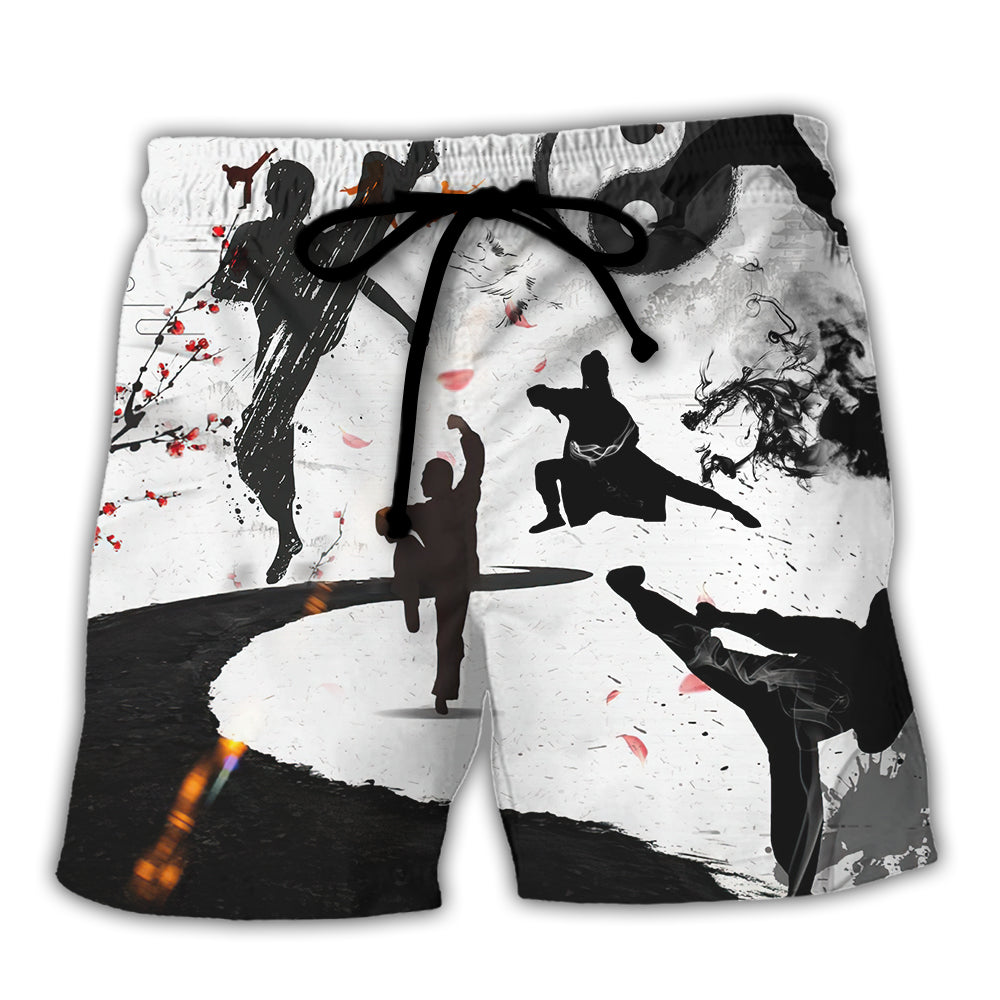 Martial Arts Kung Fu Fighting Humor Beach Shorts For Beach Getaways And Comfortable Summer Wear