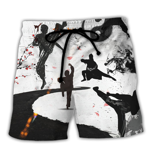 Martial Arts Kung Fu Fighting Humor Beach Shorts For Beach Getaways And Comfortable Summer Wear