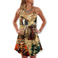 Pirate Cat Cool Style V-Neck Sleeveless Cami Dress For Playful Summer Getaways And Thoughtful Gift Giving