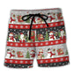 Christmas Santa And Snowman Beach Shorts Pattern View For Warm Weather Holiday Outfits