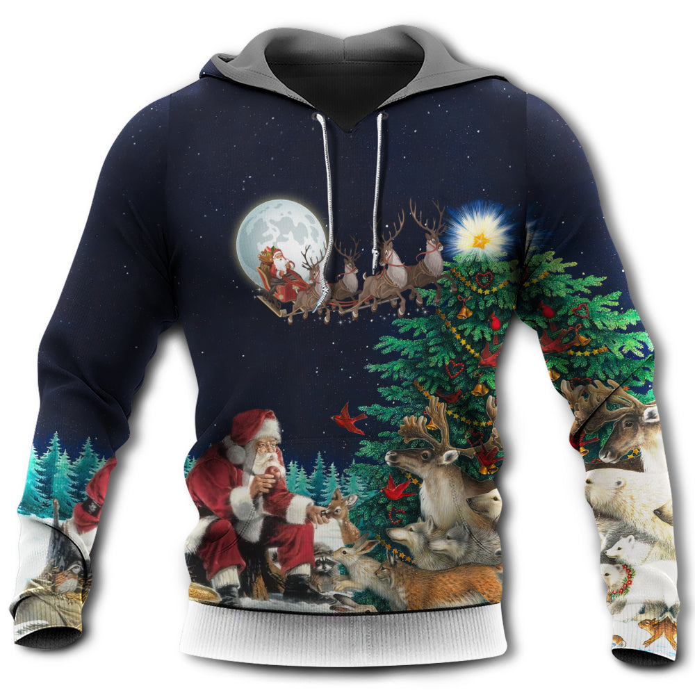 Christmas Santa Gift Night Hoodie For Festive Streetwear Winter Outings And Christmas Celebrations
