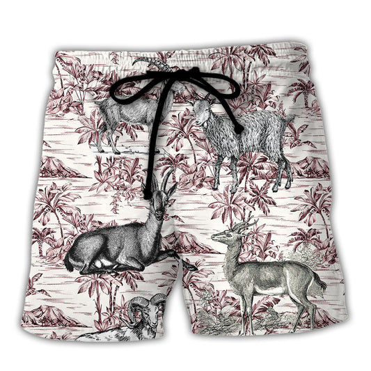 Tropical Goat Beach Shorts For Coastal Adventures And Relaxed Casual Wear