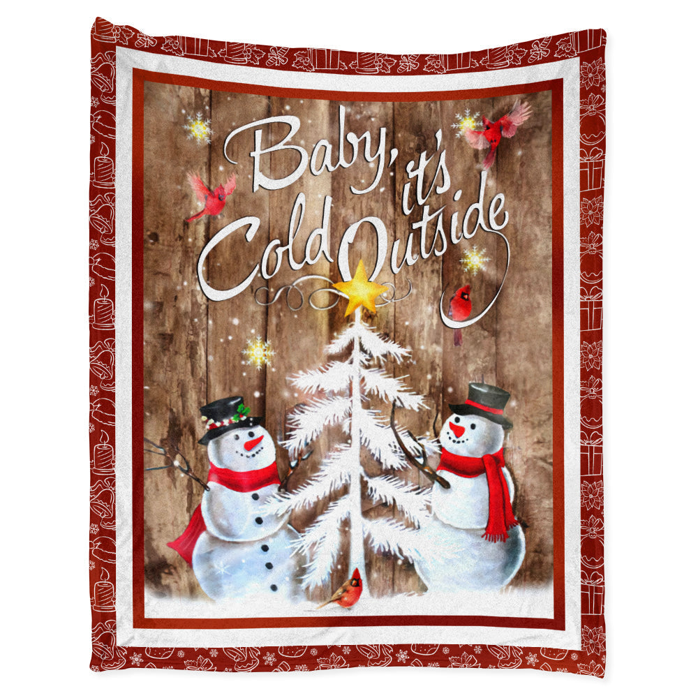 Cardinal Snowman Christmas Flannel Blanket For Cozy Bedroom Sofa Decor