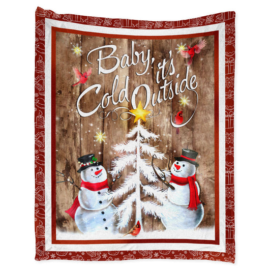 Cardinal Snowman Christmas Flannel Blanket For Cozy Bedroom Sofa Decor