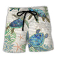 Turtle Peaceful And Sail Ship Beach Shorts For Poolside Relaxation And Summer Adventures