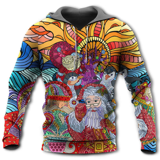 Colorful Christmas Santa Geometry Hoodie For Holiday Vacations Winter Events And Everyday Comfort