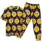 Smiling Face With Santa Hat Christmas Short Sleeve Pajamas Set For Holiday Bedtime And Cozy Home Wear