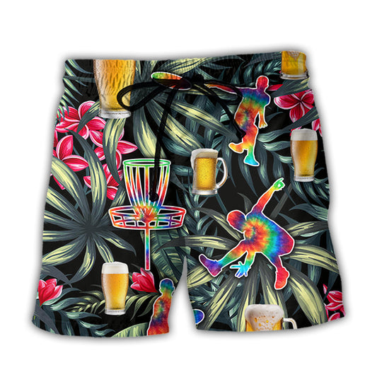 Tropical Floral Beer Disc Golf Beach Shorts For Beach Days And Weekend Casual Style