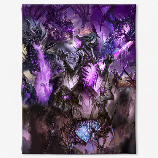 Skull Dragon Love Life Purple Flannel Blanket For Cozy Bedroom Sofa Decor