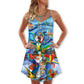 Parrot Pride Festival Christmas V-Neck Sleeveless Cami Dress For Festivals Travel And Relaxed Casual Summer Wear