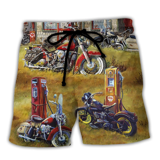 Vintage Motorcycle Beach Shorts For Coastal Adventures And Relaxed Casual Wear