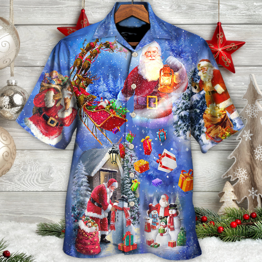 Festive Christmas Town Hawaiian Shirt Design View For Casual Summer Styling
