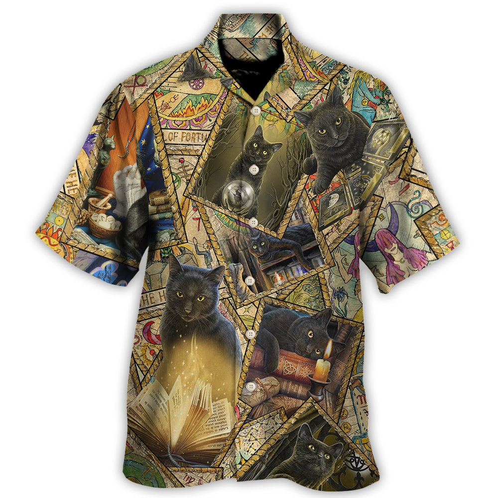 Cute Magical Vintage Cat Hawaiian Shirt For Beach Parties And Weekend Getaways