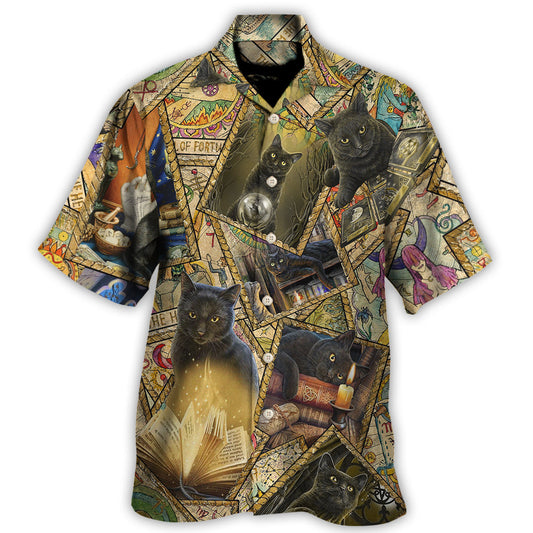 Cute Magical Vintage Cat Hawaiian Shirt For Beach Parties And Weekend Getaways