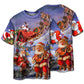 Playful Santa Christmas Short Sleeve Pajamas Set For Holiday Travel And Comfortable Home Wear