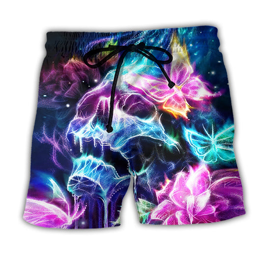 Skull Butterfly Flower Dream Lighting Beach Shorts For Sunny Holidays And Comfortable Daily Styling