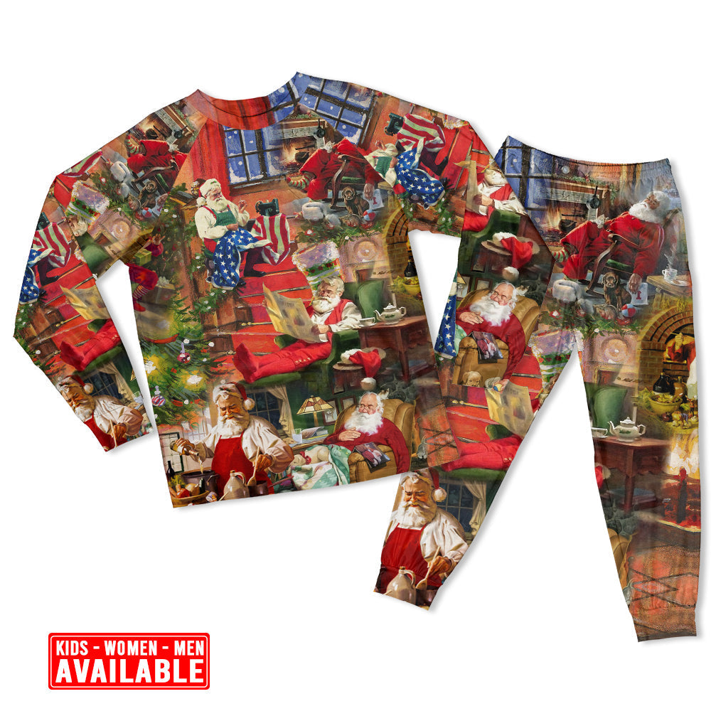 Santa Everyday Christmas Moments Long Sleeve Pajamas Set For Holiday Travel And Comfortable Home Wear