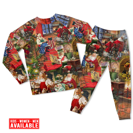 Santa Everyday Christmas Moments Long Sleeve Pajamas Set For Holiday Travel And Comfortable Home Wear
