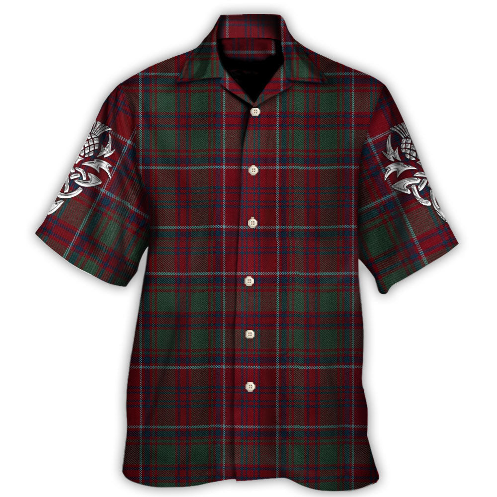 Scottish Tartan Hawaiian Shirt Pattern Detail For Vacation Travel And Daily Wear