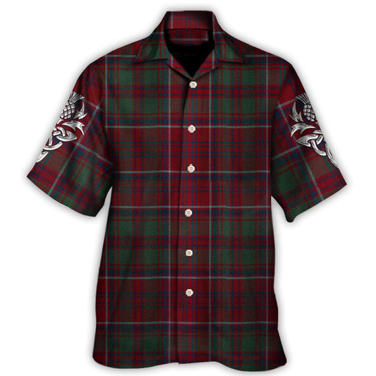 Scottish Tartan Hawaiian Shirt Pattern Detail For Vacation Travel And Daily Wear