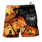 Halloween Owl Pumpkin Scary Hawaiian Print Beach Shorts For Distinctive Warm Weather Style
