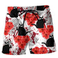 Black Cat With Red Stain Beach Shorts Print Detail For Relaxed Warm Weather Outfits