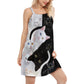 Playful Cat Attitude V-Neck Sleeveless Cami Dress For Travel And Comfortable Summer Styling