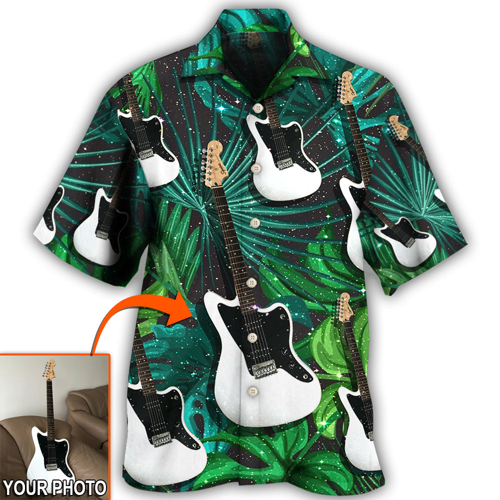 Tropical Guitar Various Custom Photo Hawaiian Shirt For Vacation Days And Relaxed Coastal Outings