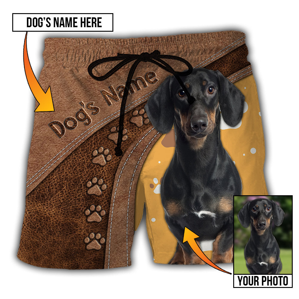 Dog Paw Classic Beach Shorts Pattern View For Weekend Trips And Outdoor Activities