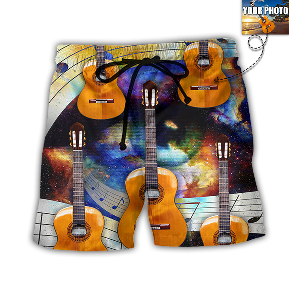 Guitar Love Forever Various Style Personalized Photo Beach Shorts For Beach Trips And Relaxed Vacation Styling