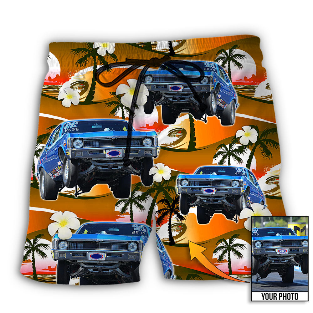 Car Floral Various Style Personalized Photo Beach Shorts For Sunny Holidays And Comfortable Daily Styling