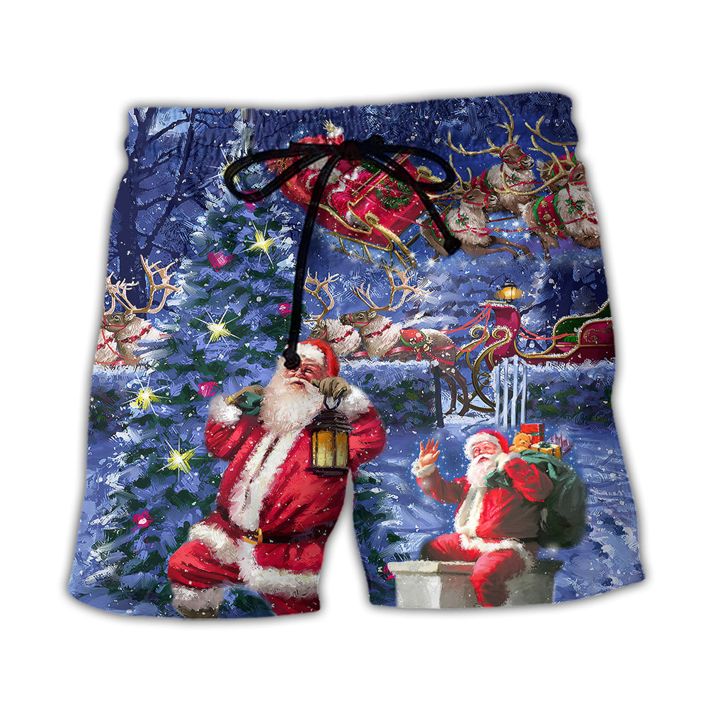 Santa Claus Christmas Light Beach Shorts For Poolside Relaxation And Easygoing Coastal Style