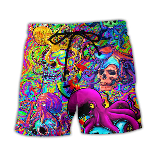 Hippie Skull Octopus Tie Dye Beach Shorts For Outdoor Adventures And Thoughtful Seasonal Gifts