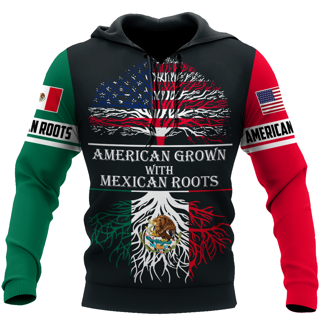 American Mexican Grown Roots Hoodie For Traditional Artwork Lovers Travel And Relaxed Daily Outfits