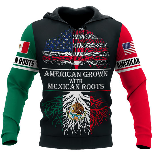 American Mexican Grown Roots Hoodie For Traditional Artwork Lovers Travel And Relaxed Daily Outfits