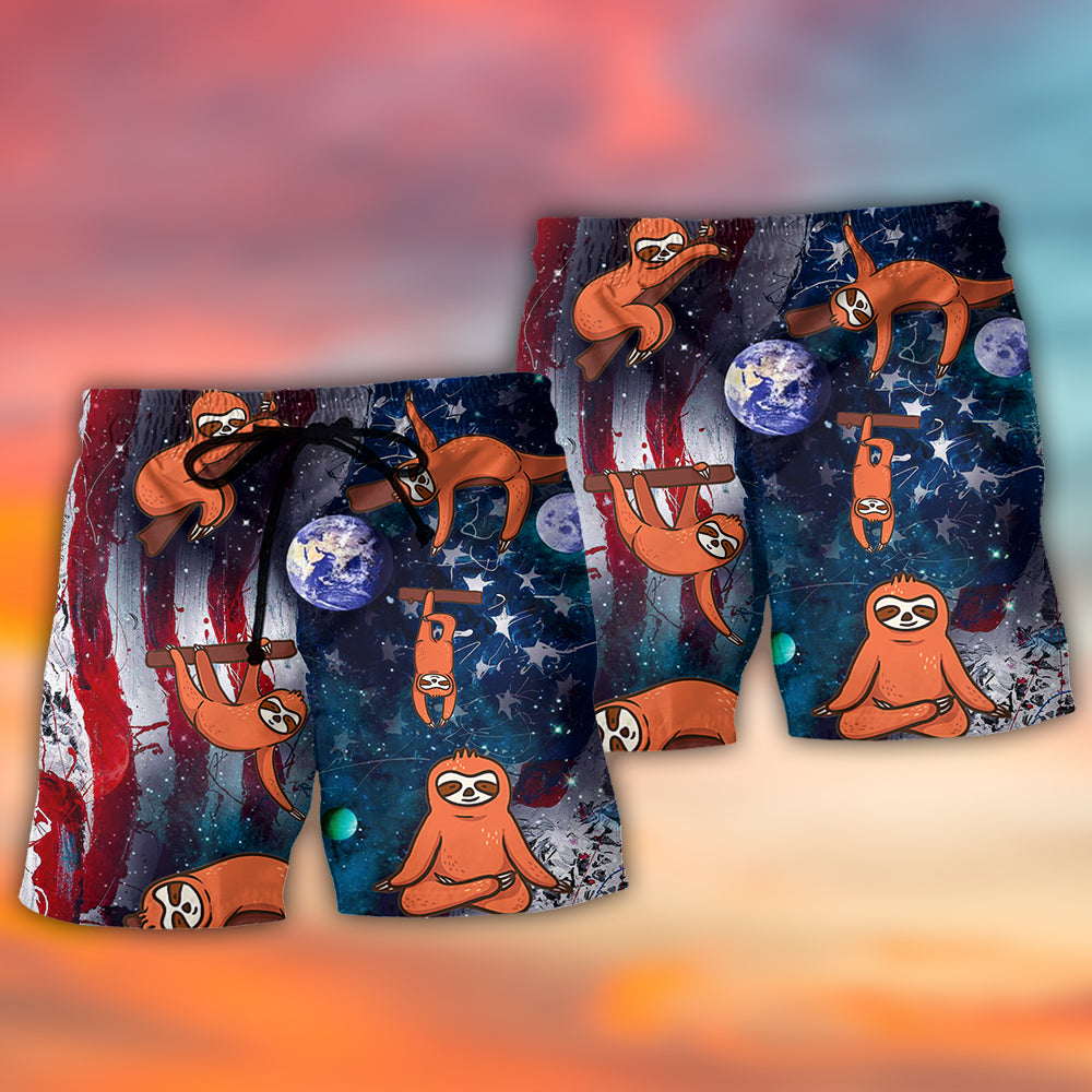 Yoga Sloth USA Independence Day Beach Shorts For Outdoor Adventures And Thoughtful Seasonal Gifts