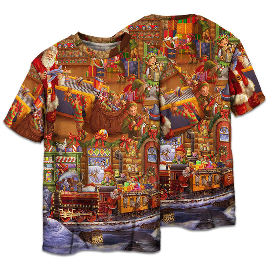 Santa Christmas Happiness Short Sleeve Pajamas Set For Christmas Sleepwear And Family Lounging