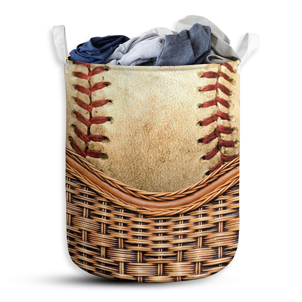 Baseball Rattan Mandala Laundry Basket For Bathroom Bedroom Storage