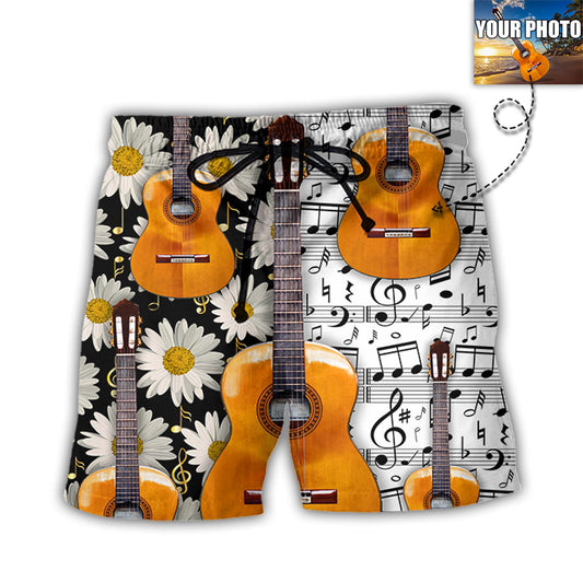Guitar Love Forever Various Style Personalized Photo Beach Shorts For Outdoor Adventures And Thoughtful Seasonal Gifts