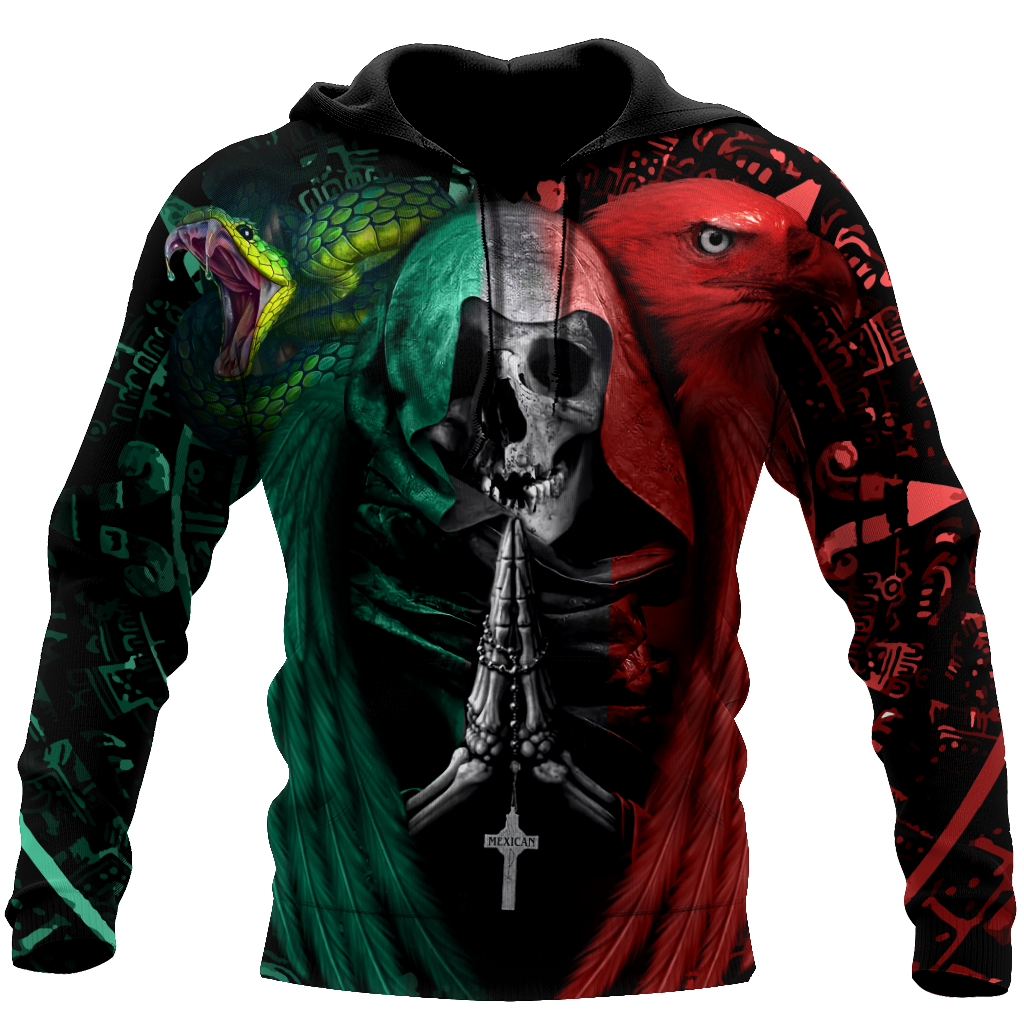 Mexican Aztec Skull Hoodie For Alternative Fashion Events And Relaxed Everyday Wear