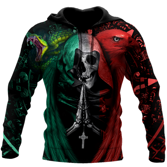 Mexican Aztec Skull Hoodie For Alternative Fashion Events And Relaxed Everyday Wear