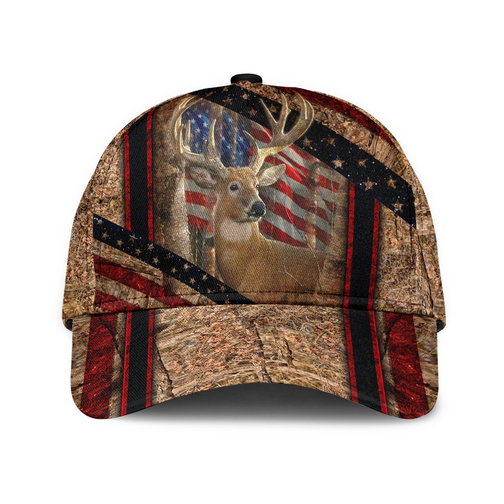 Hunting Deer American Flag Classic Cap For Vacation Style Outdoor Activities And Daily Comfort